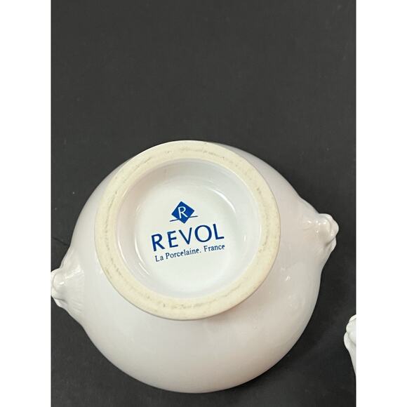 Revol France Lion Head White Porcelain Footed Bowl 11 oz Set of 2 Sugar Trinket - Picture 11 of 13